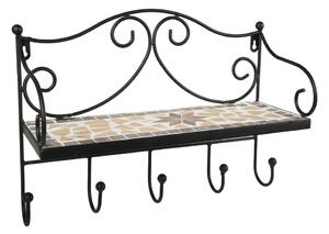 Fekete fém fali fogas polccal 42 cm Almeria – Garden Pleasure