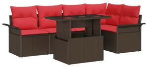 VidaXL Kerti Kanapé Szett párnával 6 pcs Barna Poli rattan