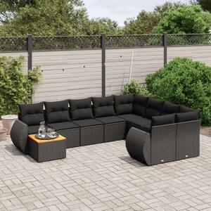 VidaXL Polyrattan Kerti Ülőgarnitúra - 10 részes - Fekete