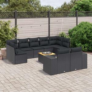 VidaXL Polyrattan Kerti Ülőgarnitúra - 10 részes - Fekete