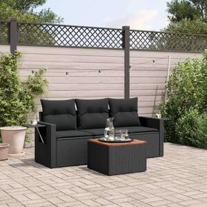 VidaXL Polyrattan Kerti Ülőgarnitúra - 4 részes - Fekete