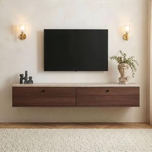 Hanah Home TV Stand Travertine Walnut Ligne 160 - Travertine, Milano Walnut