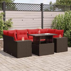 VidaXL 7 részes barna polyrattan kerti ülőgarnitúra párnákkal