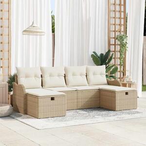 VidaXL Kanapé Szett párnával tárolóval 6 pcs Beige és krém polirattan