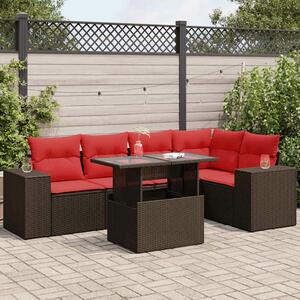 VidaXL 6 részes barna polyrattan akácfa kerti ülőgarnitúra párnával
