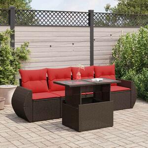 VidaXL 5 részes barna polyrattan akácfa kerti ülőgarnitúra párnával