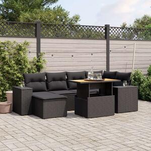 VidaXL Polyrattan Kerti Ülőgarnitúra - 7 részes - Fekete