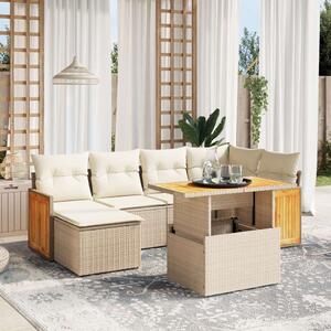 Polyrattan Kerti Ülőgarnitúra - 7 részes - Bézs