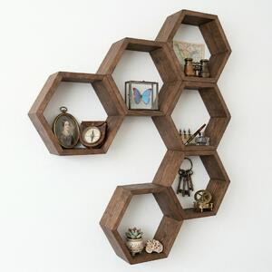 Hanah Home Dekoratív fa fali polc Wooden Raf317