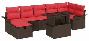 VidaXL Kerti Kanapé Szett párnával tárolóval 8 pcs Barna Poli rattan