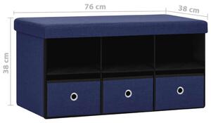 VidaXL kék összecsukható művászon tárolópad 76 x 38 x 38 cm