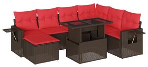 VidaXL 8 db barna polyrattan kerti kanapégarnitúra párnákkal