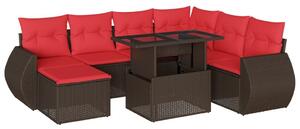 VidaXL 8 db barna polyrattan kerti kanapégarnitúra párnákkal