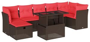 VidaXL 8 db barna polyrattan kerti kanapégarnitúra párnákkal
