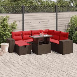 VidaXL 8 db barna polyrattan kerti kanapégarnitúra párnákkal
