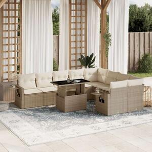 VidaXL Polyrattan Kerti Ülőgarnitúra - 10 részes - Bézs