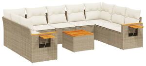 VidaXL Polyrattan Kerti Ülőgarnitúra - 10 részes - Bézs