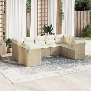 Polyrattan Kerti Ülőgarnitúra - 9 részes - Bézs