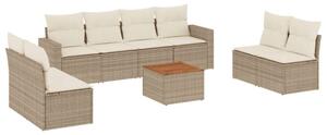 VidaXL 9-részes bézs polyrattan kerti ülőgarnitúra párnákkal