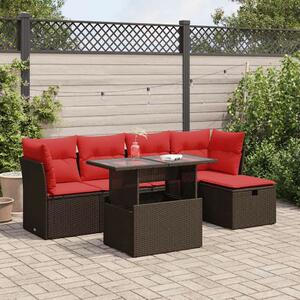 VidaXL 6 részes barna polyrattan akácfa kerti ülőgarnitúra párnával