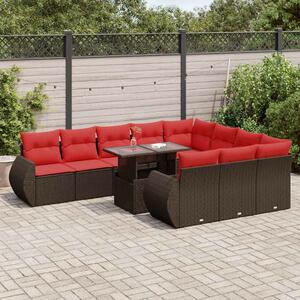 VidaXL 11 részes barna polyrattan akácfa kerti ülőgarnitúra párnákkal
