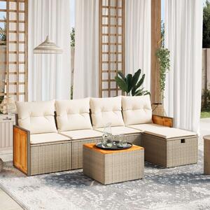 VidaXL Polyrattan Kerti Ülőgarnitúra - 6 részes - Bézs