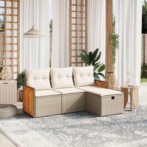 VidaXL Polyrattan Kerti Ülőgarnitúra - Bézs - 4 részes