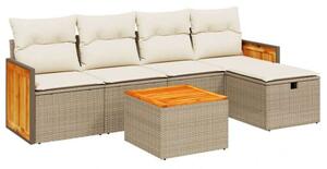 VidaXL Polyrattan Kerti Ülőgarnitúra - 6 részes - Bézs