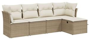 VidaXL Polyrattan Kerti Ülőgarnitúra - 5 részes - Bézs