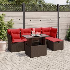 VidaXL 6 db barna polyrattan kerti kanapégarnitúra párnákkal