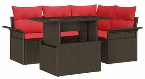 VidaXL Kerti Kanapé Szett 5 db Barna [Műanyag]: Poly Rattan