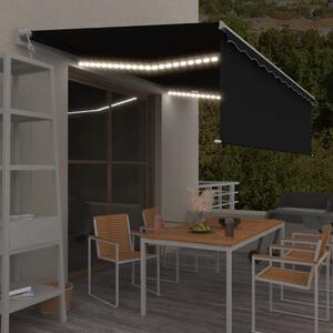 Antracitszürke redőnyös, LED-es, szélérzékelős napellenző 5x3 m