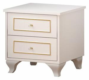 Hanah Home Éjjeliszekrény Matt Fehér Arany - Rb-090