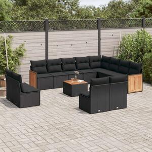VidaXL Polyrattan Kerti Ülőgarnitúra - 13 részes - Fekete