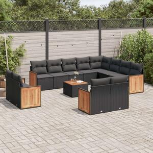 VidaXL Polyrattan Kerti Ülőgarnitúra - 13 részes - Fekete