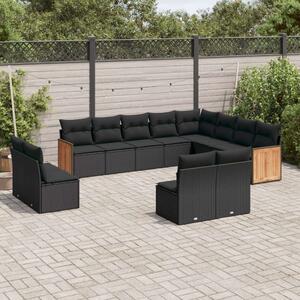 VidaXL Polyrattan Kerti Ülőgarnitúra - 12 részes - Fekete