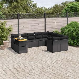 VidaXL Polyrattan Kerti Ülőgarnitúra - 10 részes - Fekete