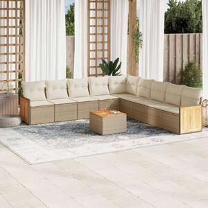 VidaXL Polyrattan Kerti Ülőgarnitúra - 10 részes - Bézs