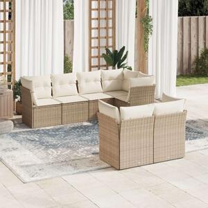 VidaXL Polyrattan Kerti Ülőgarnitúra - 7 részes - Bézs