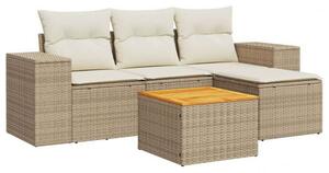 VidaXL Polyrattan Kerti Ülőgarnitúra - 5 részes - Bézs