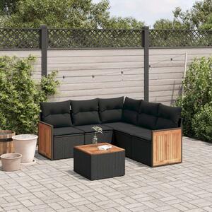 VidaXL Polyrattan Kerti Ülőgarnitúra - 6 részes - Fekete