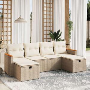 VidaXL Polyrattan Kerti Ülőgarnitúra - 6 részes - Bézs