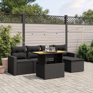 VidaXL Polyrattan Kerti Ülőgarnitúra - 6 részes - Fekete