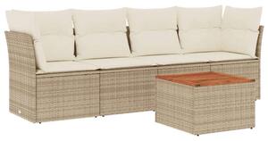 VidaXL Polyrattan Kerti Ülőgarnitúra - 5 részes - Bézs