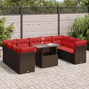 VidaXL 10 részes barna polyrattan akácfa kerti ülőgarnitúra párnákkal