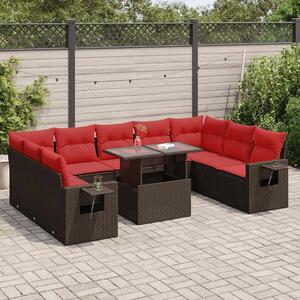 VidaXL 10 részes barna polyrattan akácfa kerti ülőgarnitúra párnákkal
