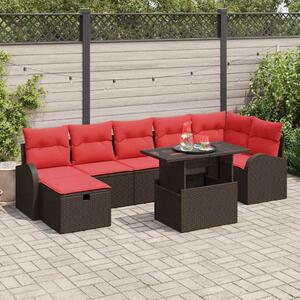 VidaXL Kerti Kanapé Szett párnával tárolóval 8 pcs Barna Poli rattan