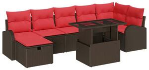 VidaXL Kerti Kanapé Szett párnával tárolóval 8 pcs Barna Poli rattan