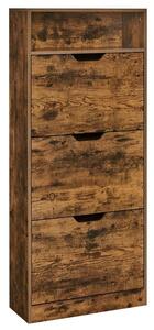 VASAGLE cipős szekrény 3 füles 24 x 60 x 139 cm, vintage barna