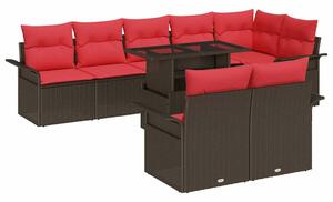 VidaXL Kerti Kanapé Szett párnával 9 pcs Barna Poli rattan
